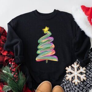 Christmas Watercolor Sweatshirt Christmas Crewneck Christmas Tree Sweatshirt 90